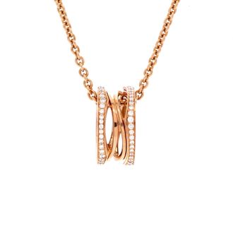 Bulgari B. Zero1 Open Design Legend Zaha Hadid Pendant Necklace 18K Rose Gold with Diamonds
