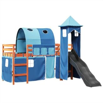 vidaXL Vidaxl - Letto a Soppalco con Torre Bambini Blu 80x200cm Massello Pino