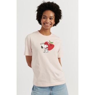 Chinti and Parker Cotton Snoopy Apple T-Shirt in Light Pink at Nordstrom, Size X-Small