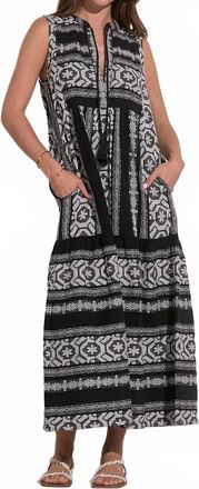 Elan Sleeveless V-Neck Maxi Dress In Black/white