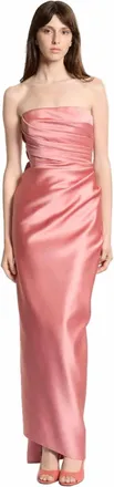 Elie Saab Duchesse Strapless Column Maxi Dress In Garden Lily