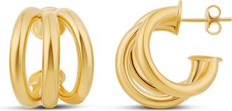 SHYMI Smooth Statement Claw Hoop Earrings - 14K Gold Filled and Rhodium Plated, Lightweight, Day to Night
