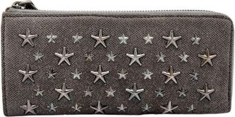 Jimmy Choo London Khaki Leather Long Wallet (Bi-Fold) (Pre-Owned)