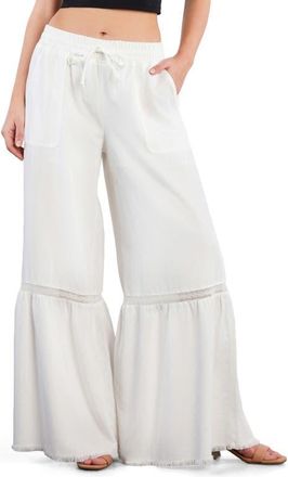 BILLY T Drawstring Waist Tiered Denim Pants in Bright White at Nordstrom, Size X-Large