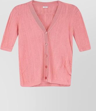 Joseph silk v-neck short-sleeve ribbed cardigan