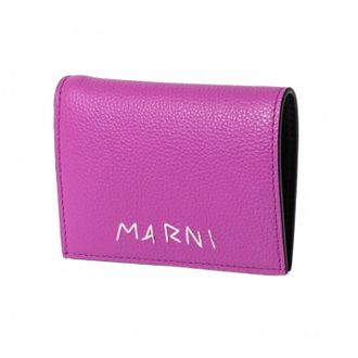 Marni Womens Mending Leather Bi-Fold Wallet In Cassis Pink