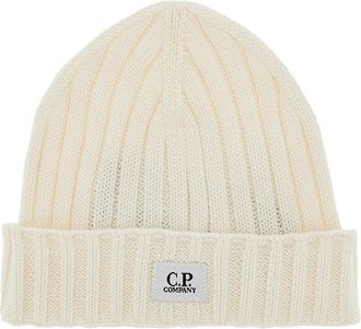 C.P. Company Knitted beanie hat with logo patch Man One Size