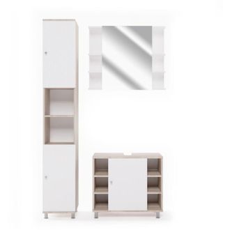 Vicco Conjunto De Muebles De Ba&ntilde;o Fynn, Sonoma, 3 Partes, Con Mueble Alto