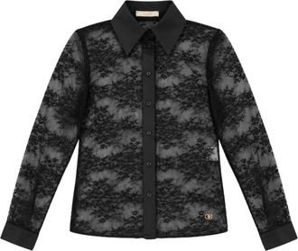 Yes-Zee Klassiek kanten shirt - Dames - Blouses - Zwart - XS - Overhemden