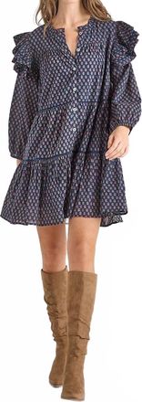 Pink Chicken Kalani Double Ruffle Mini Dress In Navy Carnation
