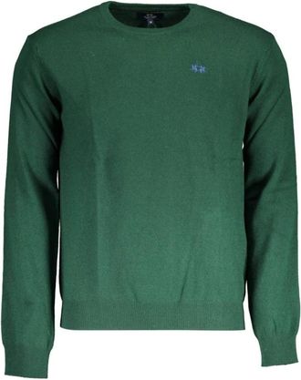 La Martina Wollen trui met ronde hals - Heren - Ronde hals truien - Groen - M - Wol - Truien & Vesten