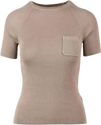 Max Mara Berlino Sottogiacca Ronde hals Breiwerk - Dames - Ronde hals truien - Beige - M - Katoen - Truien & Vesten