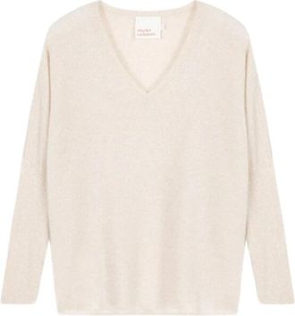 Absolut Cashmere V-neck Poncho Trui - Dames - Cashmere truien - Beige - S - Wol - Truien & Vesten