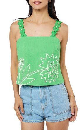 Ciebon Alessia Floral Embroidery Sleeveless Top in Green at Nordstrom, Size X-Small