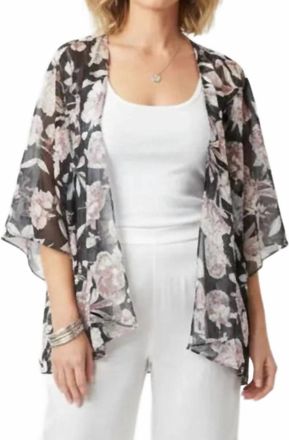 Tiana B. Open Front Blouse In Black Floral