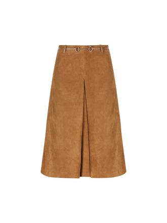 Gucci suede belt midi skirt - Bruin