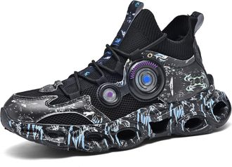 Generic Mens Fashion Sneakers Non Slip Breathable Athletic Running Tennis Shoes Casual Walking Shoes for Male (Black,6.5)