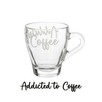 KASANOVA Tazzina in vetro 125 ml scritta Coffee addicted