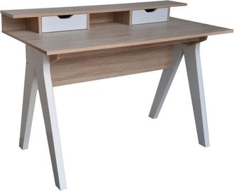 HERDASA Escritorio HISPANOHOGAR en roble claro y melamina blanca, de Herdasa