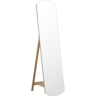 Beliani Beliani - Modern Standing Floor Mirror with Shelf 35 x 150 cm Light Wood Cherbourg