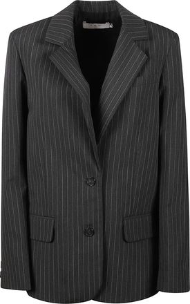 Iro Structured Dark Grey Blazer with Classic Pinstripe Design