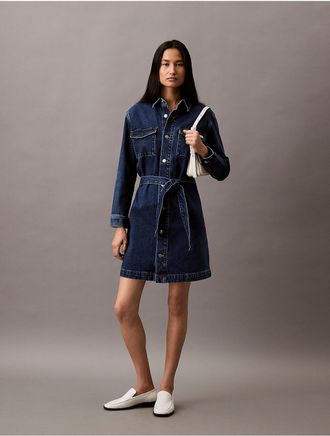 Calvin Klein Jeans Calvin Klein Womens Denim Shirt Dress - Blue - XS