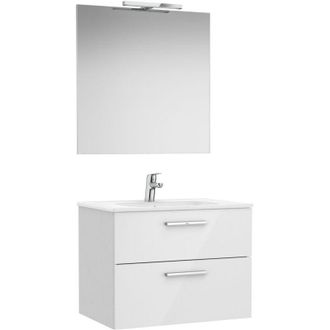 Roca Roca - Pack Mueble Base De 2 Cajones + Lavabo + Espejo + Aplique Led Victoria Medidas: 705x453x515 Mm