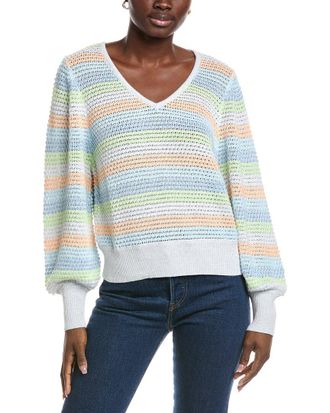 Fort&eacute; Cashmere Textured Balloon Sleeve Sweater