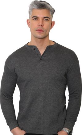 Generic Mens Regular-Fit Long-Sleeved Henley Shirt Top Plain Grandad Neck Waffle Knit T-Shirt Lightweight Henley Tops for Gym (2208-A) (UK, Alpha, 3XL, Regula