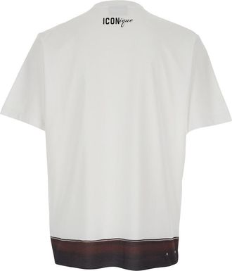 Dsquared2 Mens T-Shirt With Raised Collar, White Cotton T-Shirts And Polos