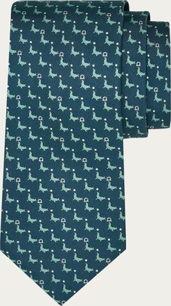 Ferragamo Uomo Cravatta in seta stampa Foca Verde