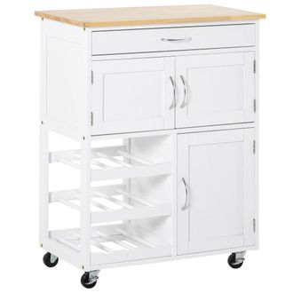 HOMCOM Carro de cocina 67x37x87 cm blanco