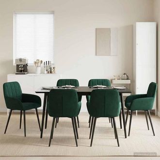 vidaXL Vidaxl Sedie Da Pranzo 6 Pz Velluto Verde Scuro 56.5 X 50 X 85 Cm