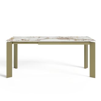 Sia Home Mesa de comedor extensible 6-8 personas Pandora y patas doradas 140 cm