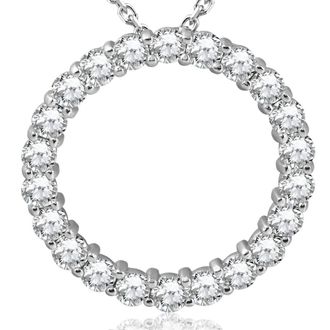 Pompeii3 5ct Diamond Circle Pendant 14K White Gold Lab Grown