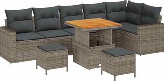 vidaXL Set Divano Da Giardino 9 Pz Grigio Polyrattan Vidaxl