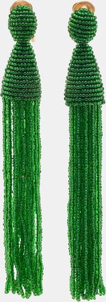 Oscar De La Renta Oscar De La Renta Green Beaded Gold Tone Tassle Earrings