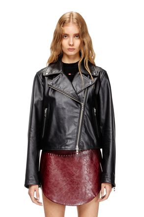 Diesel Biker jacket in waxed leather - Leather jackets - Woman - Black