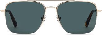 Fossil 57mm Rectangular Sunglasses in Matte Light Gold/Green at Nordstrom