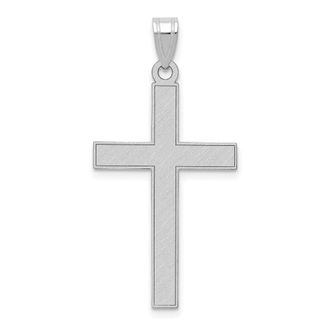 Diamond2Deal 14k White Gold Florentine Satin Cross Pendant