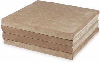 OEM Alfombra De Juego Infantil 120x120cm, Cuadrada, Plegable, Terciopelo Suave, Beige Oscuro