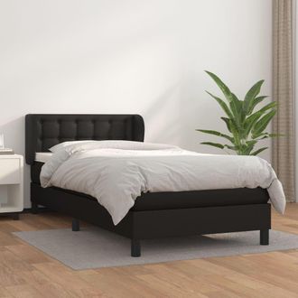 vidaXL Vidaxl - Cama Box Spring Con Colch&oacute;n Cuero Sint&eacute;tico Negro 100x200 Cm