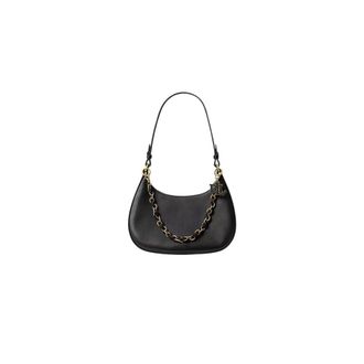 Ralph Lauren Tassen, Dames, Zwart, ONE Size, Leer, Marcy Medium Leren Schoudertas