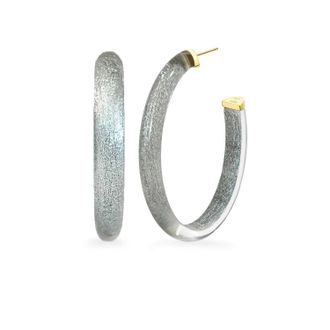 Gold & Honey Womens Xl Oval Illusion Neutral Lucite Hoop Earrings In Pixie