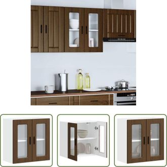 vidaXL Armadio da cucina - Pensile da Cucina con Porta in Vetro Porto Rovere Marrone