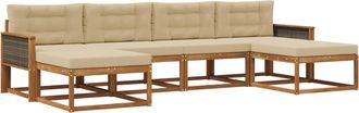 vidaXL Conjunto De Sof&aacute;s De Exterior 6 Uds. Natural Y Beige Vidaxl