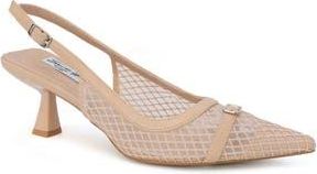 Seven 7 Mesh Pointed Toe Slingback Pump in Beige at Nordstrom Rack, Size 7.5
