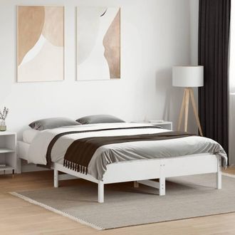 Berkfield Home Beautiful Bed Frame Frame White 120x190 cm Small Double Solid Woo