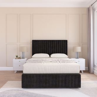Sloomy Madison Divan Bed Set With No drawers & Matching Footboard - Plush Velvet in Black | Size: Single