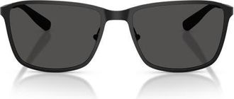 Brooks Brothers 57mm Rectangular Sunglasses in Black /Solid Dark Grey at Nordstrom